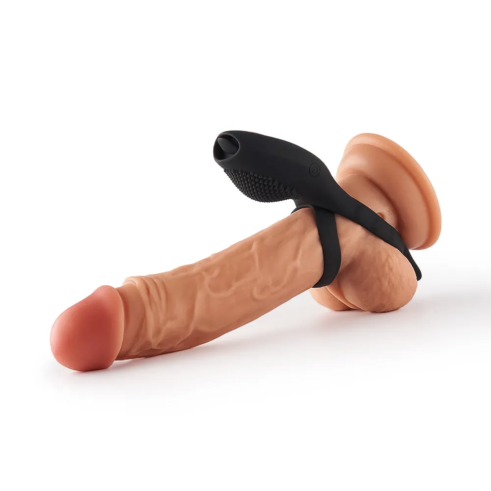 10-Pattern Tongue-Licking Vibrating Penis Ring for Couple Play