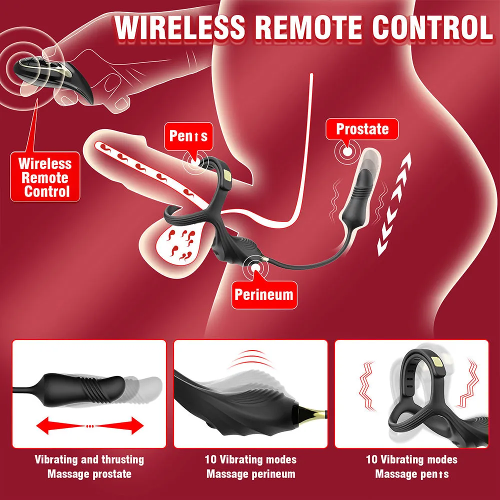 3 in 1 Vibrating Cock Ring Prostate Vibrator with Remote