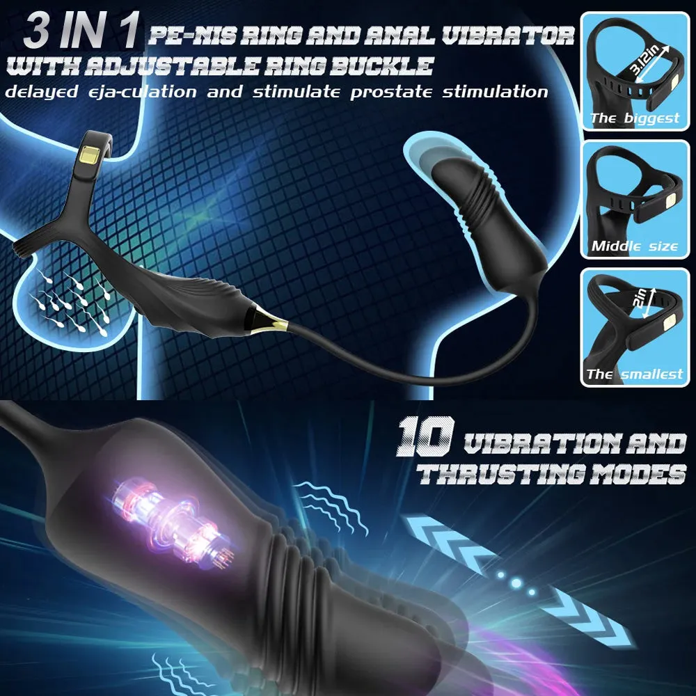 3 in 1 Vibrating Cock Ring Prostate Vibrator with Remote