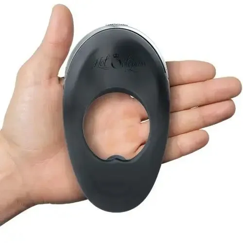 4.5-inch Rechargeable Silicone Black Vibrating Cock Ring with Motors