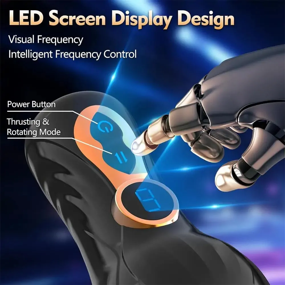 9 Rotating Thrusting Transparent Sleeve LED Display Automatic Male Stroker