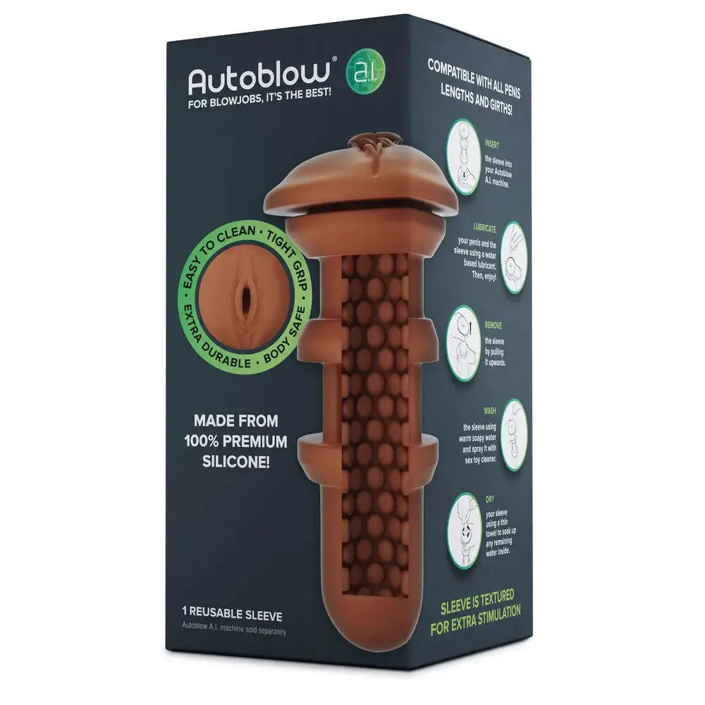 Autoblow Silicone Flesh Brown Pussy Sleeve Male Masturbator