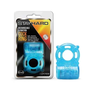 Blush Stay Hard Rechargeable 5 Function Vibrating Cockring Blue