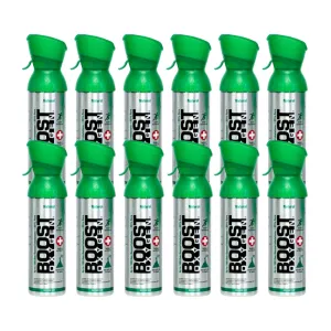 Boost Oxygen 5 Liter Canned Oxygen Bottle with Mouthpiece, Natural (12 Pack)