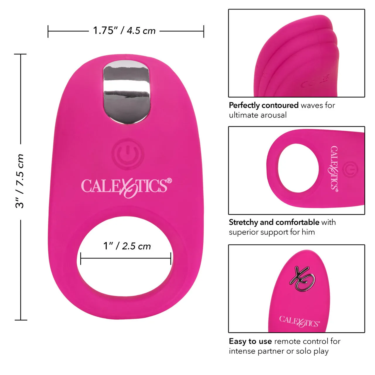 CalExotics Silicone Remote Pleasure Ring Silicone Waterproof Rechargeable