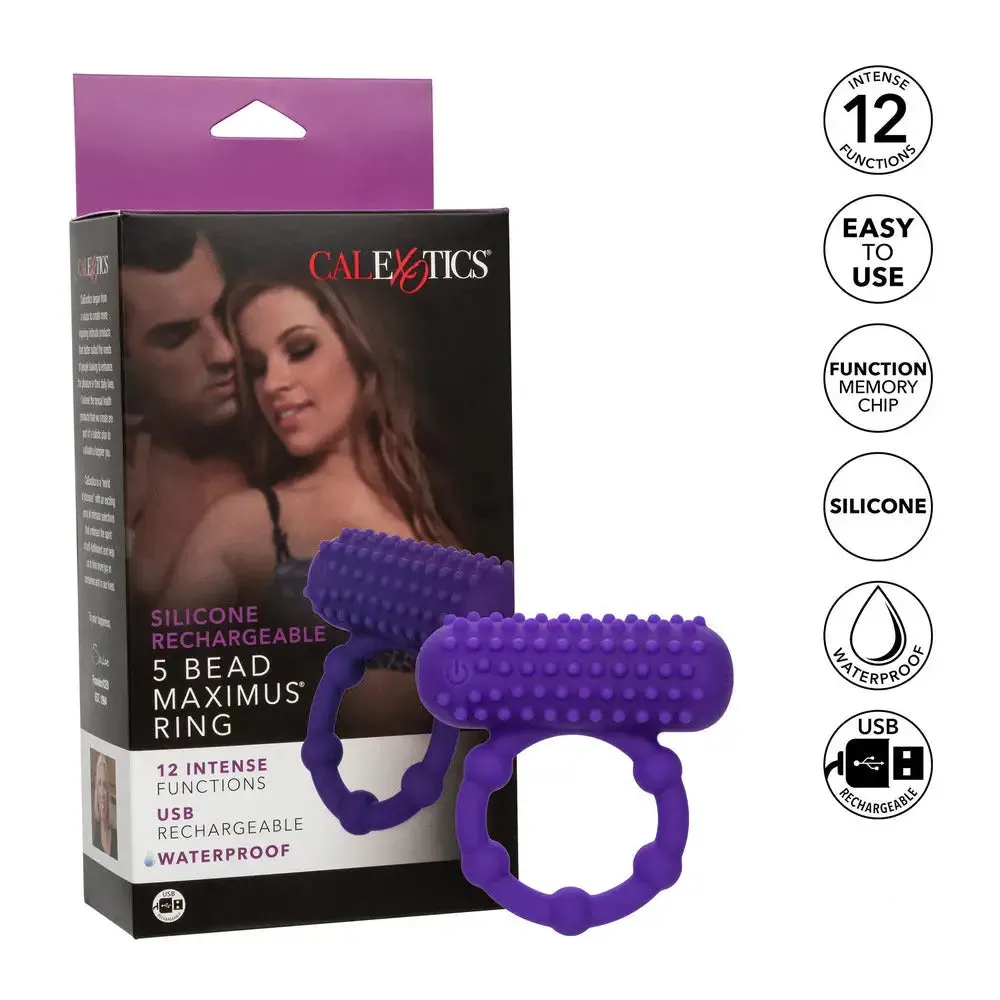 California Exotic Silicone Purple Rechargeable Cock Ring with Beads