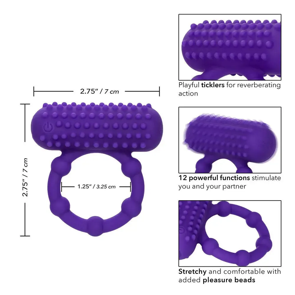 California Exotic Silicone Purple Rechargeable Cock Ring with Beads