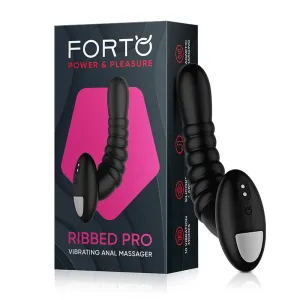 Forto Ribbed Pro Rechargeable Silicone Vibrating Anal Massager Black