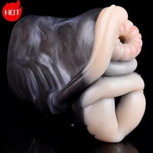 Giraffe Pocket Pussy Masturbation Cup - Silicone Double Anal Vagina Male Masturbator