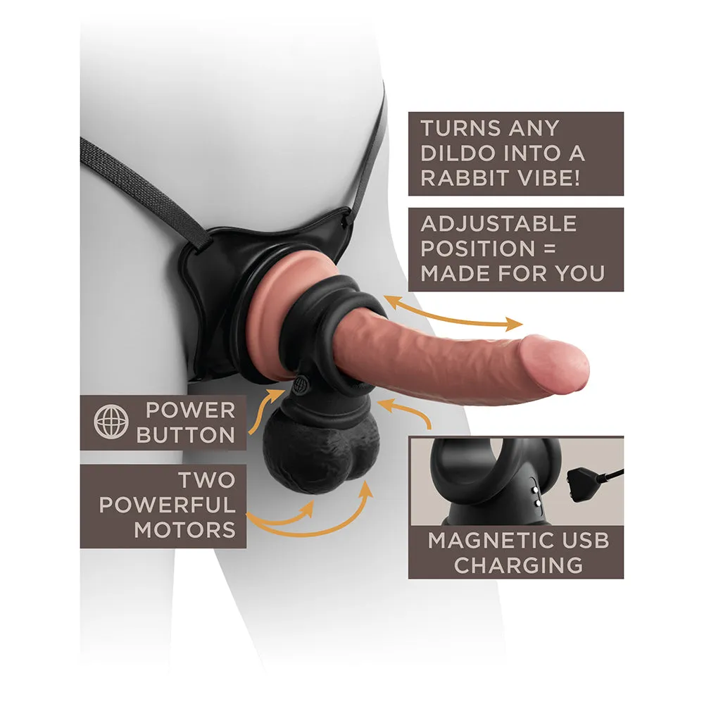 King Cock Elite The Crown Jewels Vibrating Swinging Balls Rechargeable Cockring Black