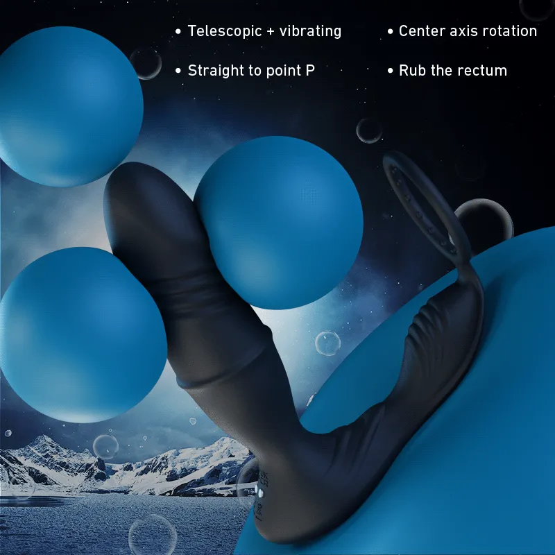 Murphy-APP/Controller & 9-Telescopic / Vibration & Penis Ring Locking Prostate Massager