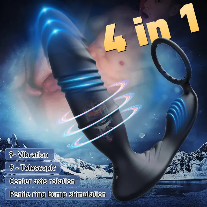 Murphy-APP/Controller & 9-Telescopic / Vibration & Penis Ring Locking Prostate Massager