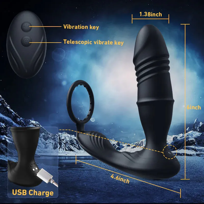 Murphy-APP/Controller & 9-Telescopic / Vibration & Penis Ring Locking Prostate Massager