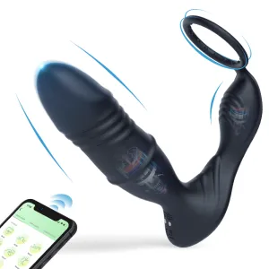 Murphy-APP/Controller & 9-Telescopic / Vibration & Penis Ring Locking Prostate Massager