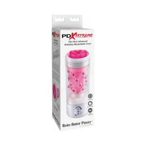 PDX Roto-Bator Pussy Rotating Masturbator Clear/Pink