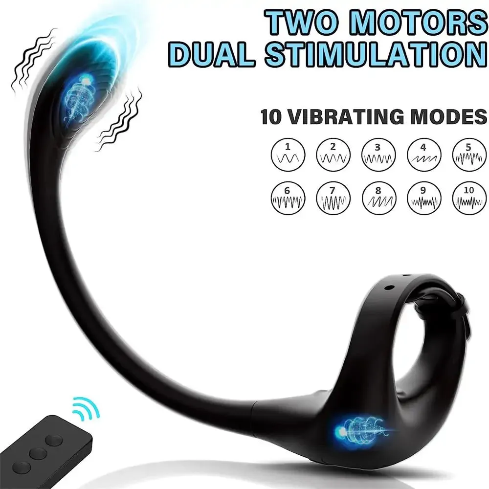 Prostate Massager Anal Vibrator with Adjustable Penis Rings