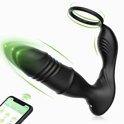 Quusvik 9-Mode Telescopic Vibrating Prostate Massager with Cock Rings