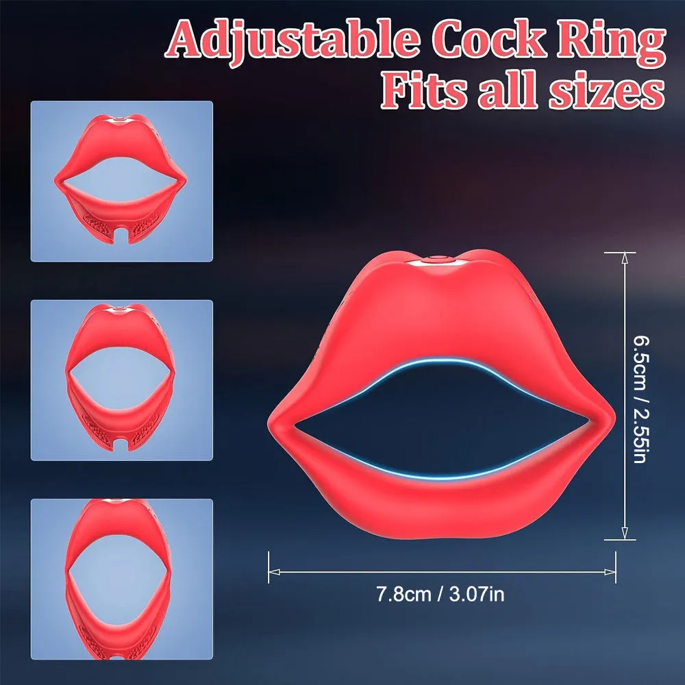 Red Lips Vibrating Cock Ring Silicone Male Penis Ring