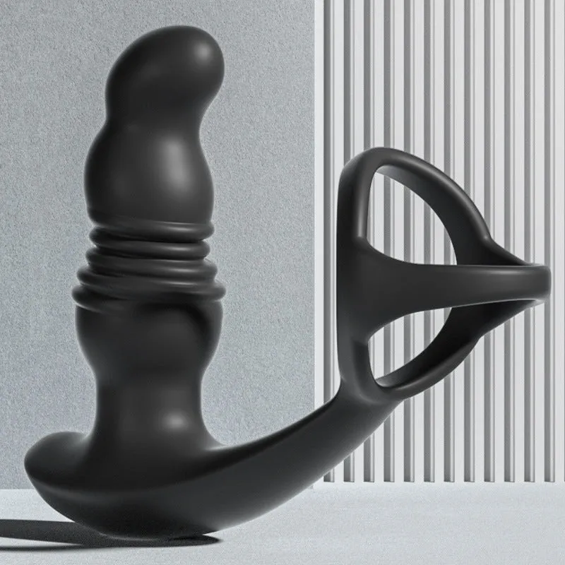 Remote Control Thrusting Dildo Male Sex Toys - Vibrating Cock Ring Prostate Massager