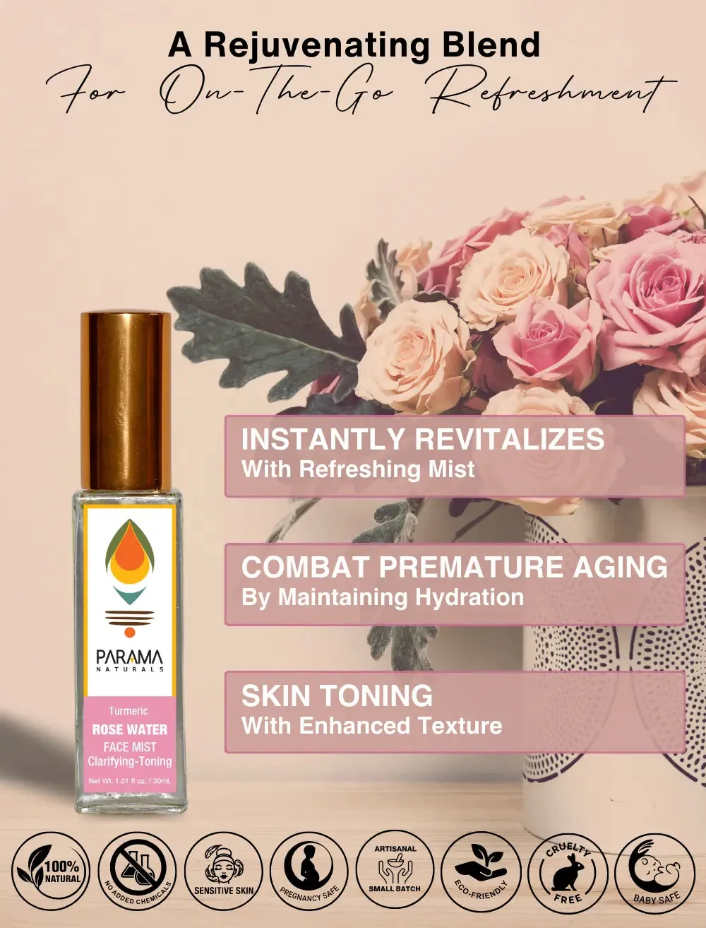 Rosewater-Turmeric FACE MIST Clarifying & Toning