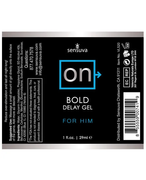 Sensuva On Bold Delay Gel For Him - 1 Oz