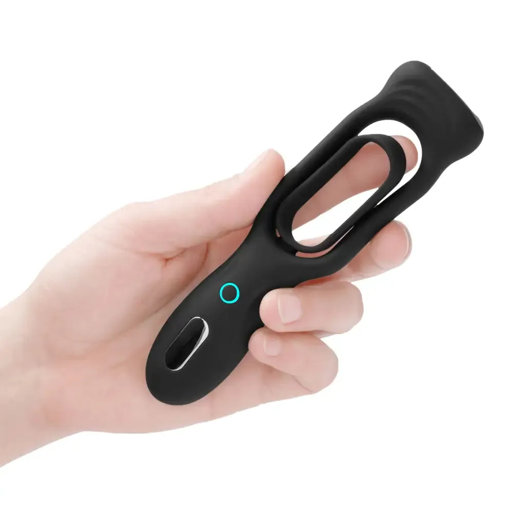 Shots Silicone Black Vibrating Rechargeable Cock Ring