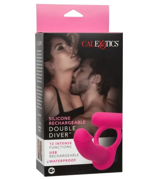 Silicone Rechargeable Double Diver Couples Ring - Pink