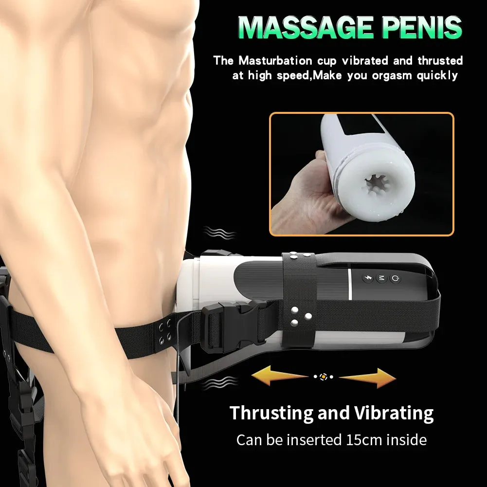 Strap On Male Masturbator - Thrusting Pocket Pussy Adult Stroker Blowjob Sex Toys for Men