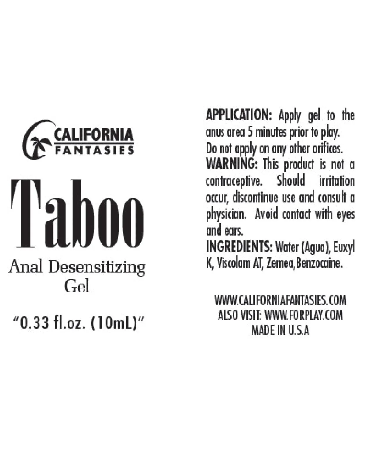 Taboo Anal Desensitizing Cream - 10 ml Pillow Bowl of 72