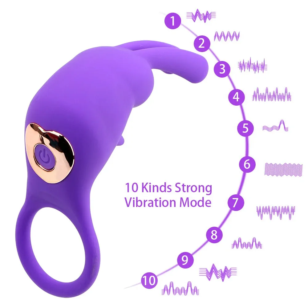 Vibrating Cock Ring Clit Stimulator - Rabbit Clitoral Vibrator Couple Sex Toys