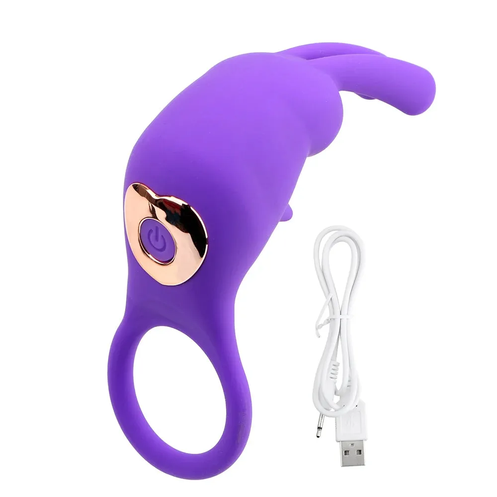 Vibrating Cock Ring Clit Stimulator - Rabbit Clitoral Vibrator Couple Sex Toys