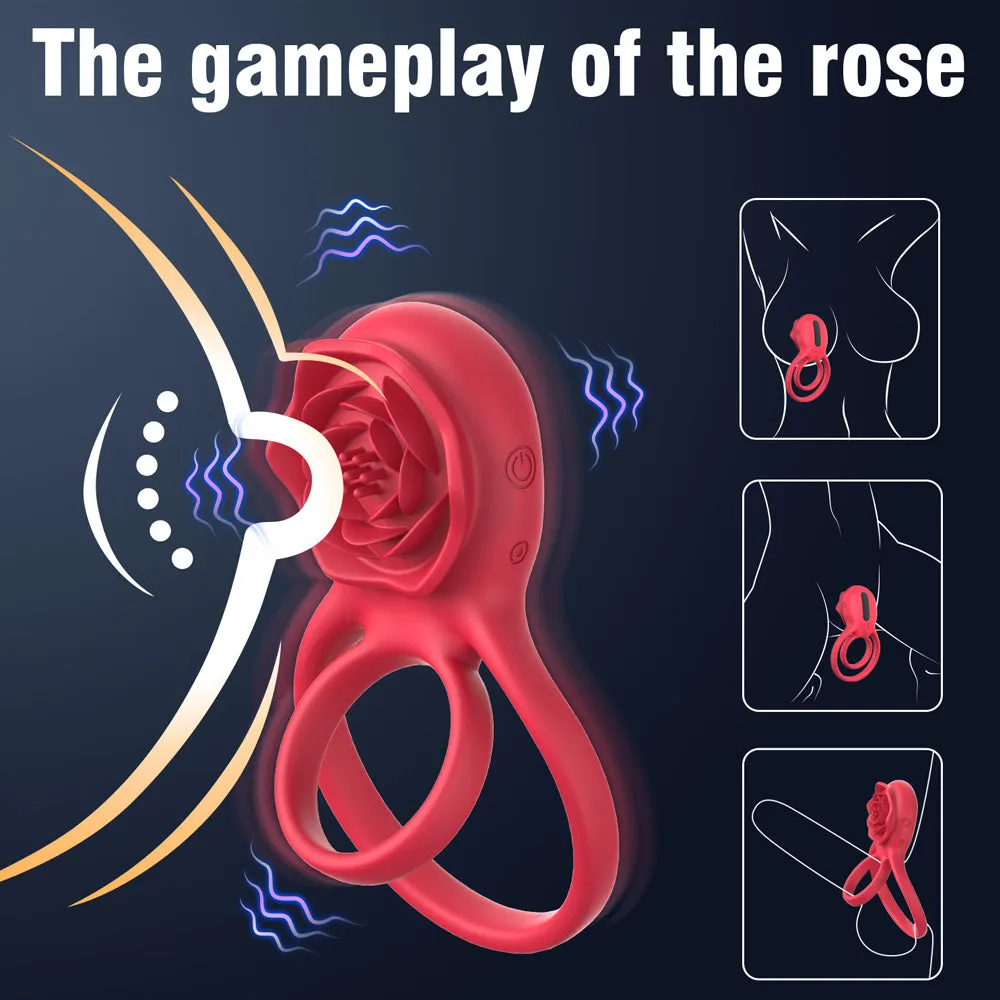 Vibrating Cock Ring Rose Vibrator Clitoral Stimulator for Couples