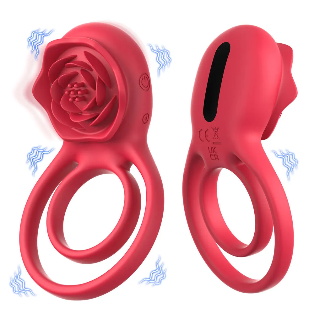 Vibrating Cock Ring Rose Vibrator Clitoral Stimulator for Couples