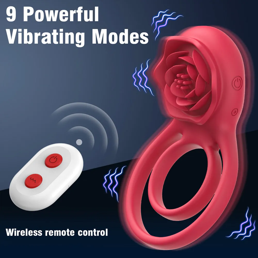 Vibrating Cock Ring Rose Vibrator Clitoral Stimulator for Couples