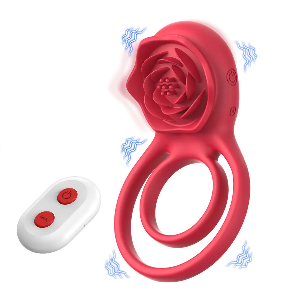 Vibrating Cock Ring Rose Vibrator Clitoral Stimulator for Couples