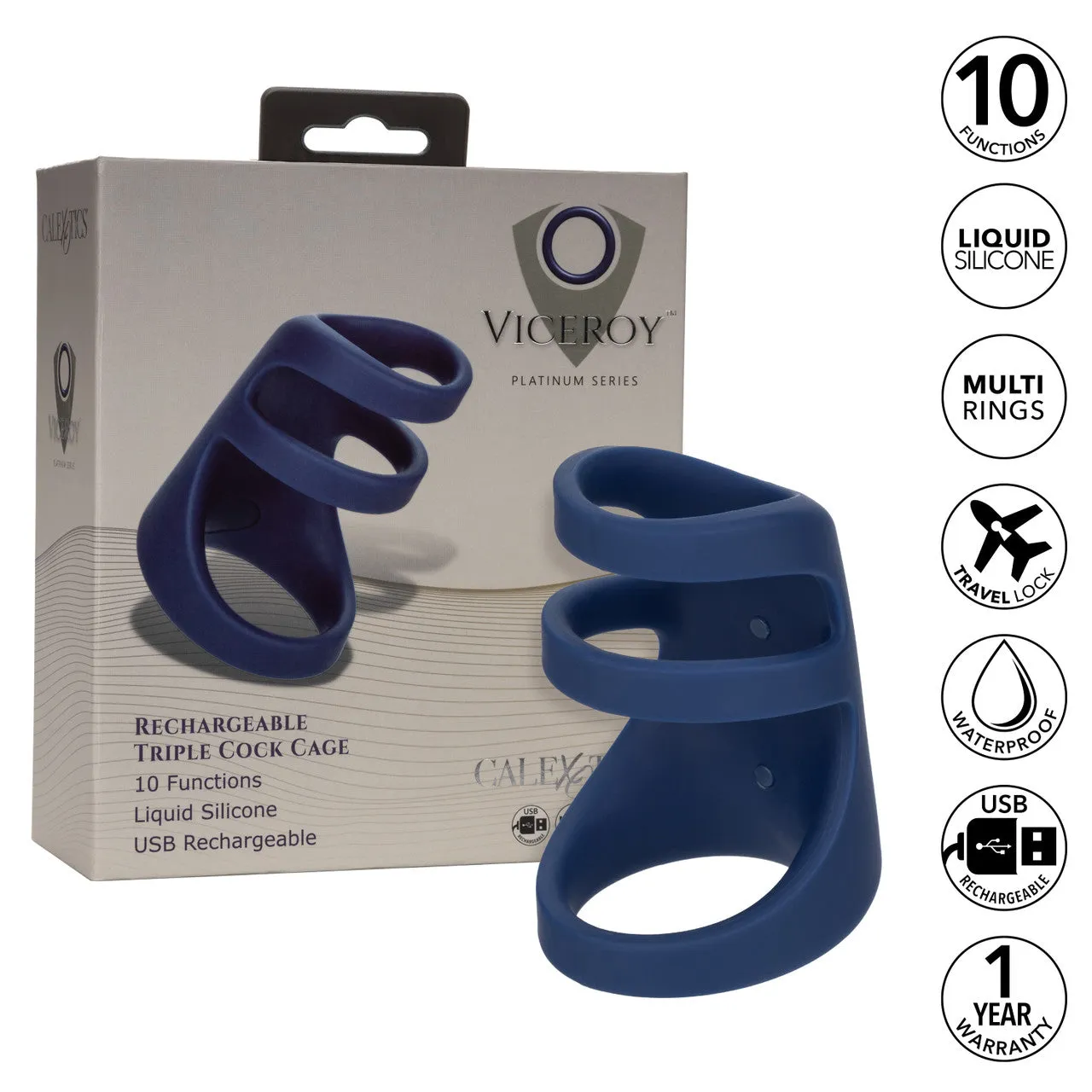 Viceroy Silicone Rechargeable Triple Cock Cage