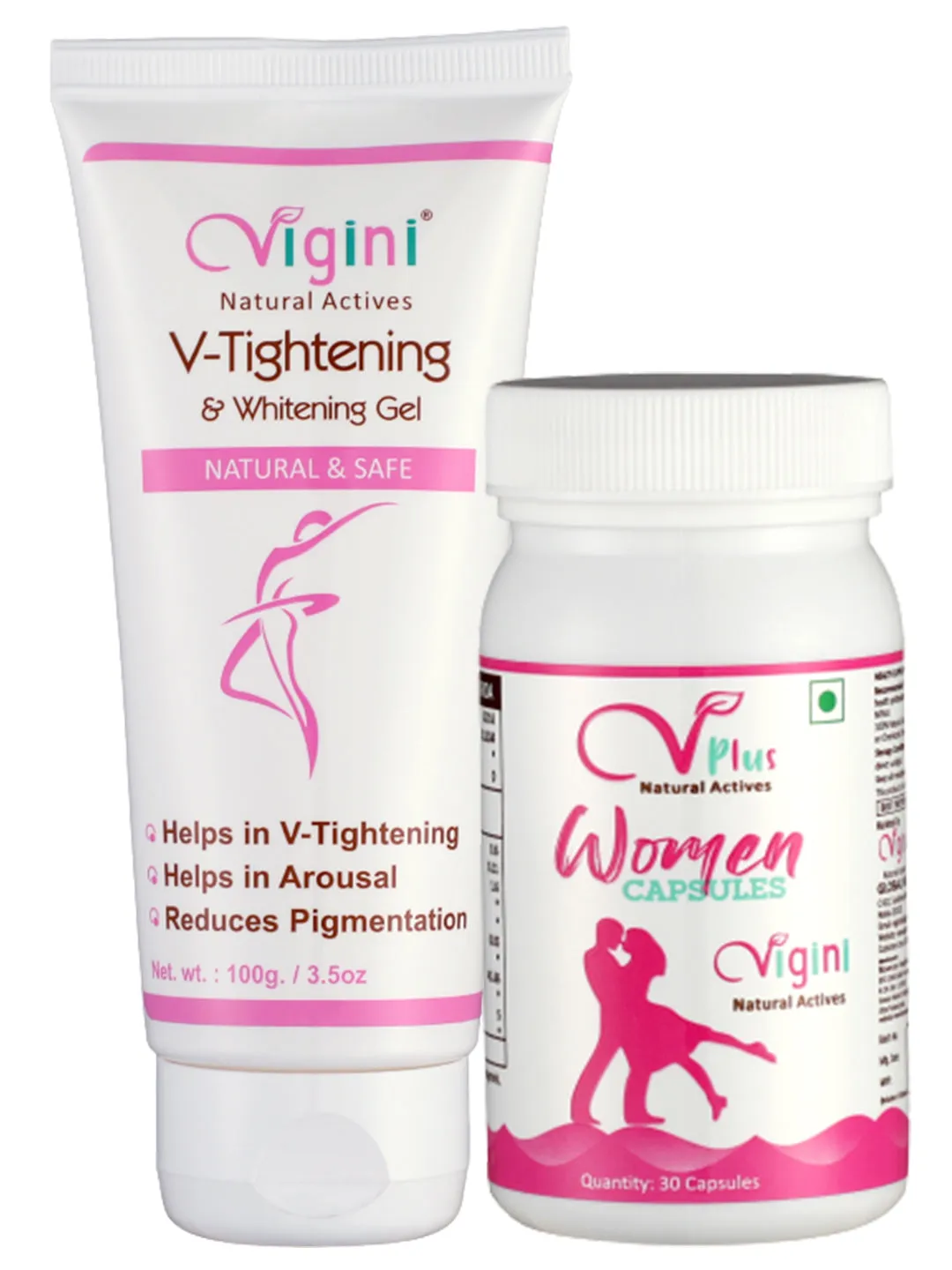 Vigini Vaginal V Tightening Whitening & Moisturizing Cream Gel & Performance Sexual Arousal Regain Increase Stamina Power Boster Capsules Testosterone Vigour Vitality Enhance For Women-100ml 30Caps