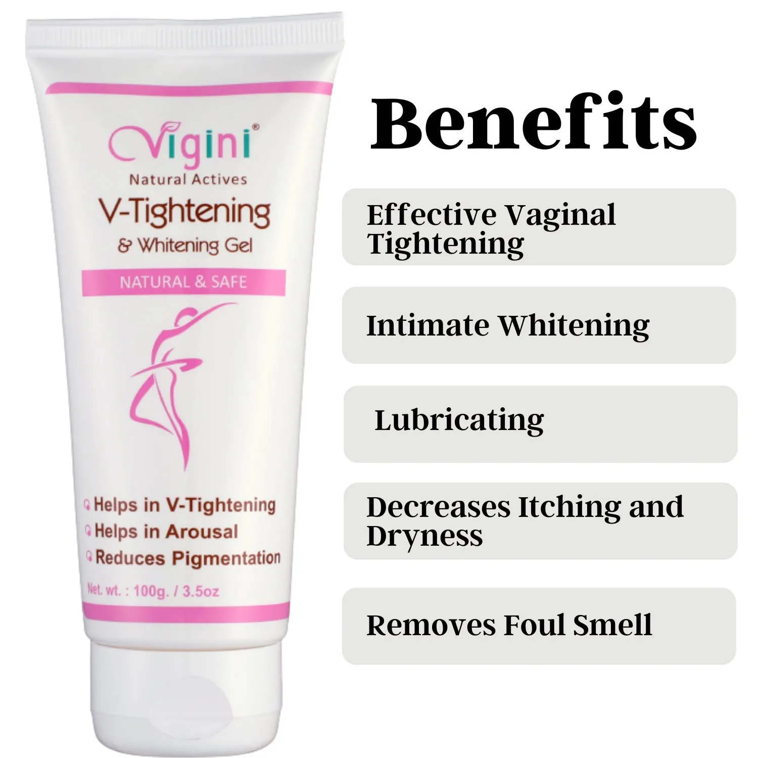 Vigini Vaginal V Tightening Whitening & Moisturizing Cream Gel & Performance Sexual Arousal Regain Increase Stamina Power Boster Capsules Testosterone Vigour Vitality Enhance For Women-100ml 30Caps