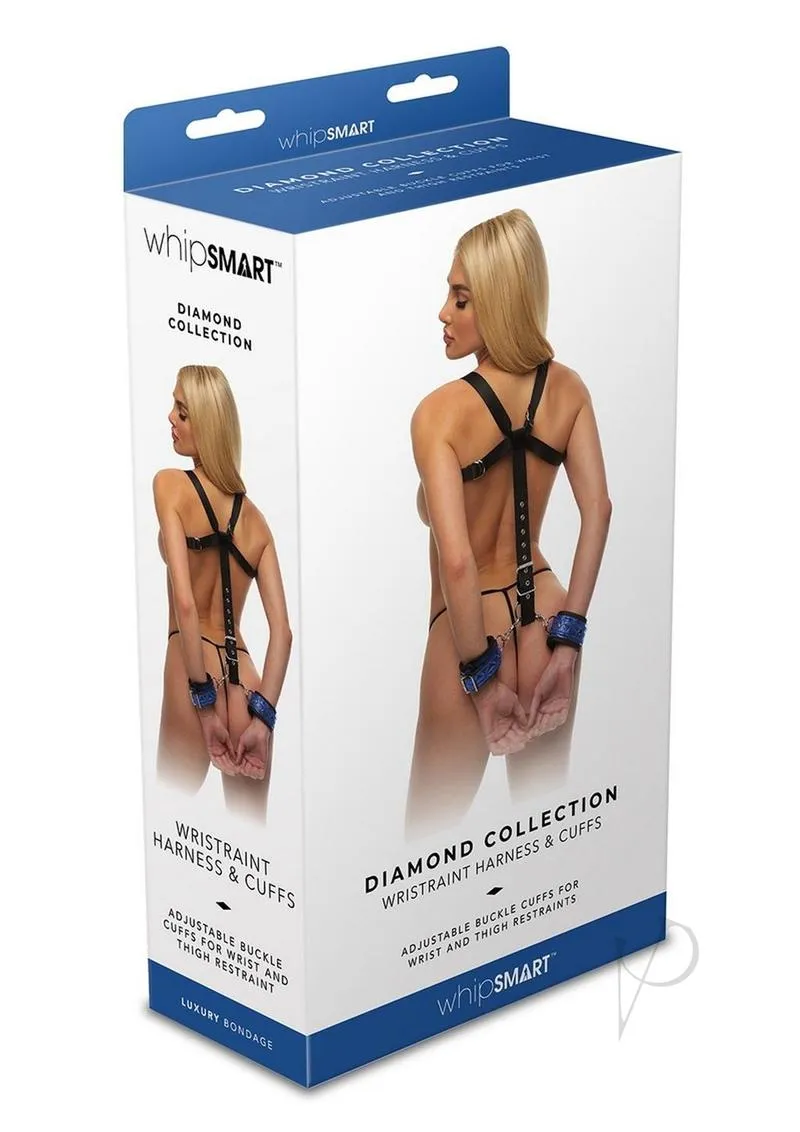 WhipSmart Diamond Wristraint Harness with Cuffs Blue